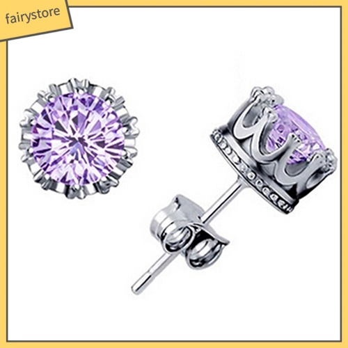 Bông Tai Mạ BạC HìNh Vương MiệN ĐíNh Đá ThờI Trang