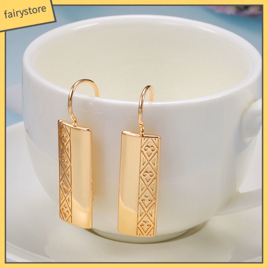 [FRO] 1 Đôi Bông Tai Móc Hình Chữ Nhật Bằng Hợp Kim Bắt Mắt Nghệ Thuật Cho Kỳ Nghỉ