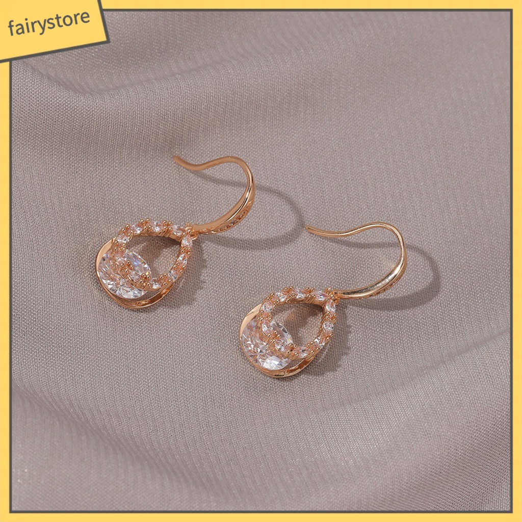 1 Đôi Bông Tai Hình Giọt Nước Đính Đá Lấp Lánh Dành Cho Nữ
