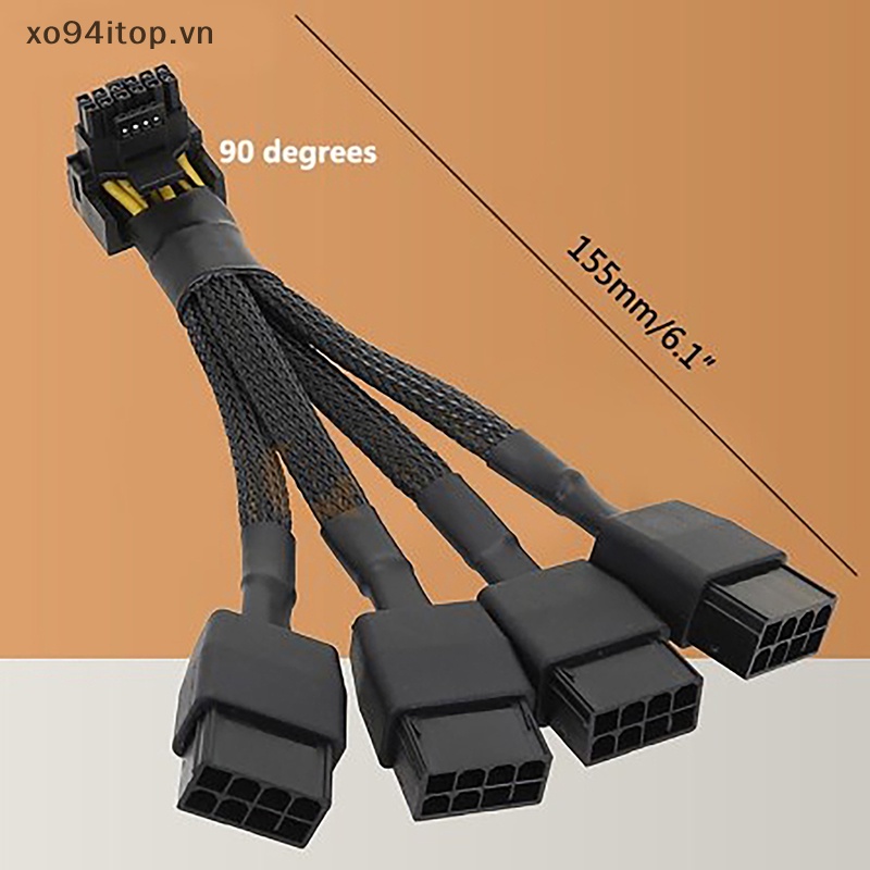 Đầu Nối Chuyển Đổi GPU RTX4090 RTX4080 series 16AWG 4x8pin 3x8pin Sang 16P (12 + 4) Pcie 5.0