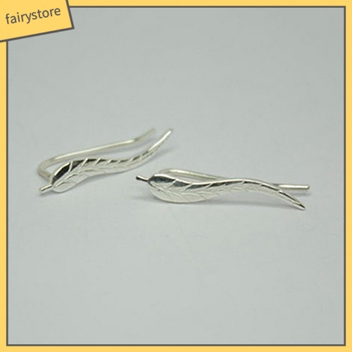 1 Đôi Bông Tai Hình Chiếc Lá Đính Đá Thời Trang Dành Cho Nữ