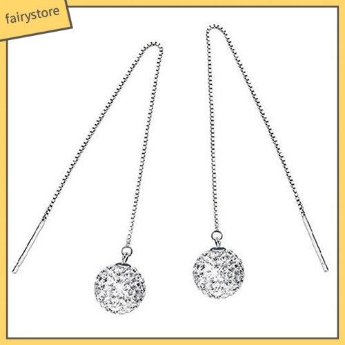 Bông Tai Mạ Bạc Dáng Dài Đính Đá Thời Trang Cho Nữ