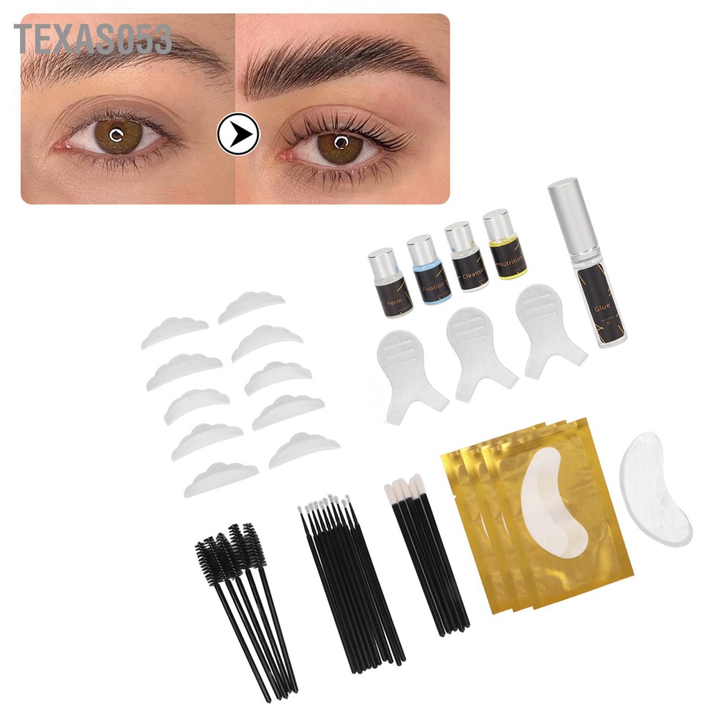 Texas053 Bộ Dụng Cụ Uốn Lông Mi Lâu Dài Thân Thiện Với Làn Da Nâng Cho Salon Sử Tại Nhà