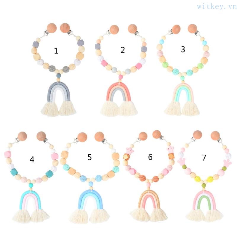 Dây Đeo Núm Vú Giả Có Kẹp Treo Xe Đẩy Em Bé Sơ Sinh