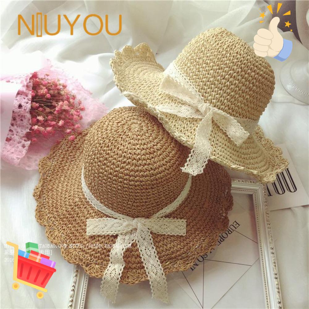 Mũ Rộng Vành Phối Ren Rỗng Thời Trang Đi Biển Mùa Hè