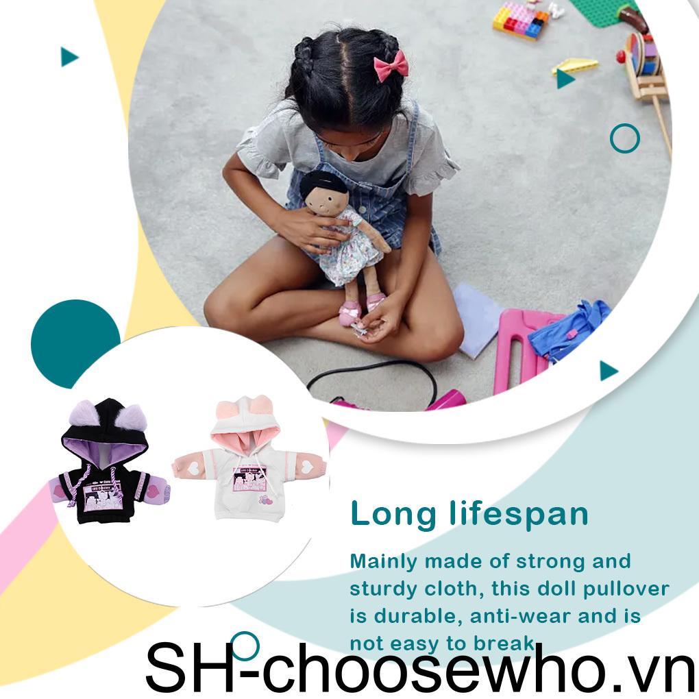 Áo Hoodie Tay Dài Có Nón Và Dây Rút In Hình Búp Bê Hoạt Hình Dễ Thương Cho Bé