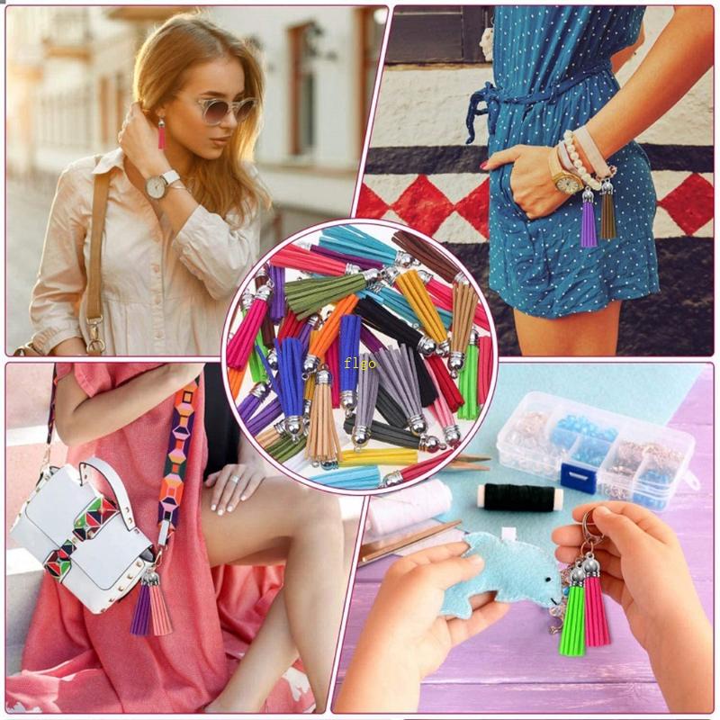 Dây Tua Rua 55Mm Chất Liệu Da Lộn Phối Tua Rua Dùng Làm Móc Khóa DIY