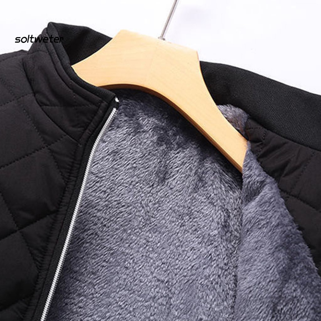 Áo Khoác Bomber Lót Cotton Màu Trơn Chống Lạnh Plus Size Cho Nam