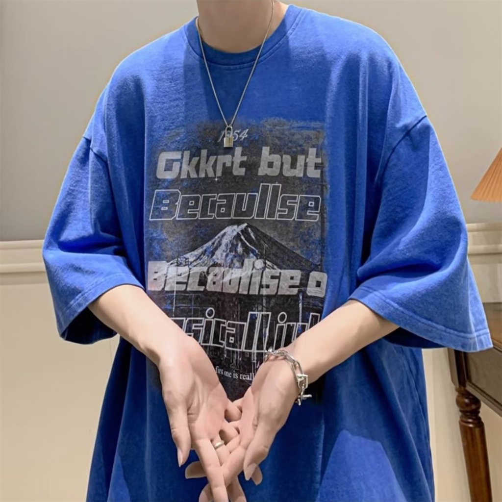 Áo Thun Ngắn Tay Màu Cà Phê In Hình Núi Tuyết Batik Phong Cách Âu Mỹ Cổ Điển Thời Trang Mùa Hè Cho Nam