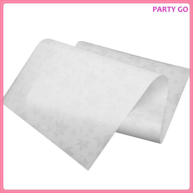 Bộ 2 Cuộn Miếng Dán Sàn Nhà Bằng Pvc Lanh Màu Trắng Hình Lá Phong 120X50X0.3CM