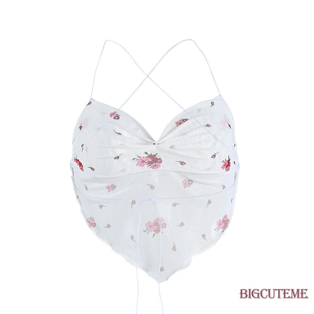 Áo Hai Dây Cổ Chữ V Hở Lưng In Họa Tiết Hoa Sáng Tạo Thời Trang Mùa Hè Cho Nữ