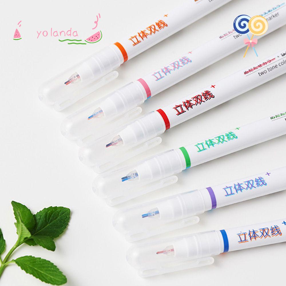 Bộ 6 Bút Đánh Dấu Hai Màu Sắc Huỳnh Quang