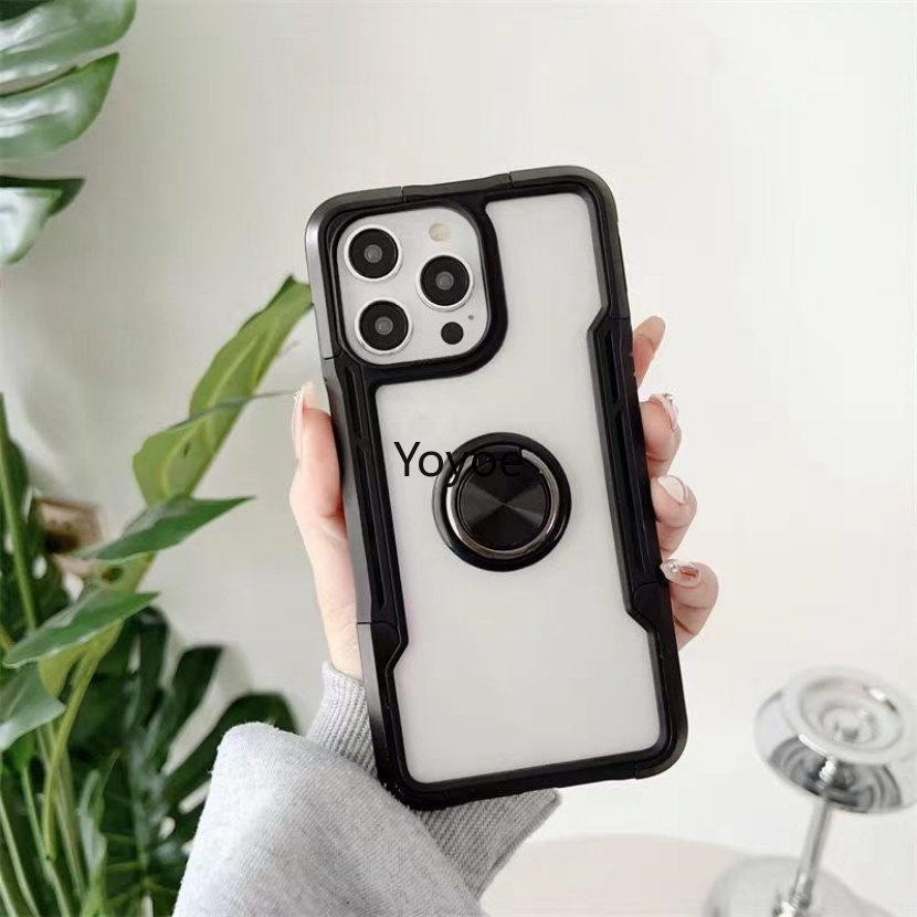 Ốp Điện Thoại Armor Silicone Trong Suốt Có Thanh Đỡ Chống Sốc Cho iPhone 14 13 12 11 Pro Max X XS XR 7 8 Plus