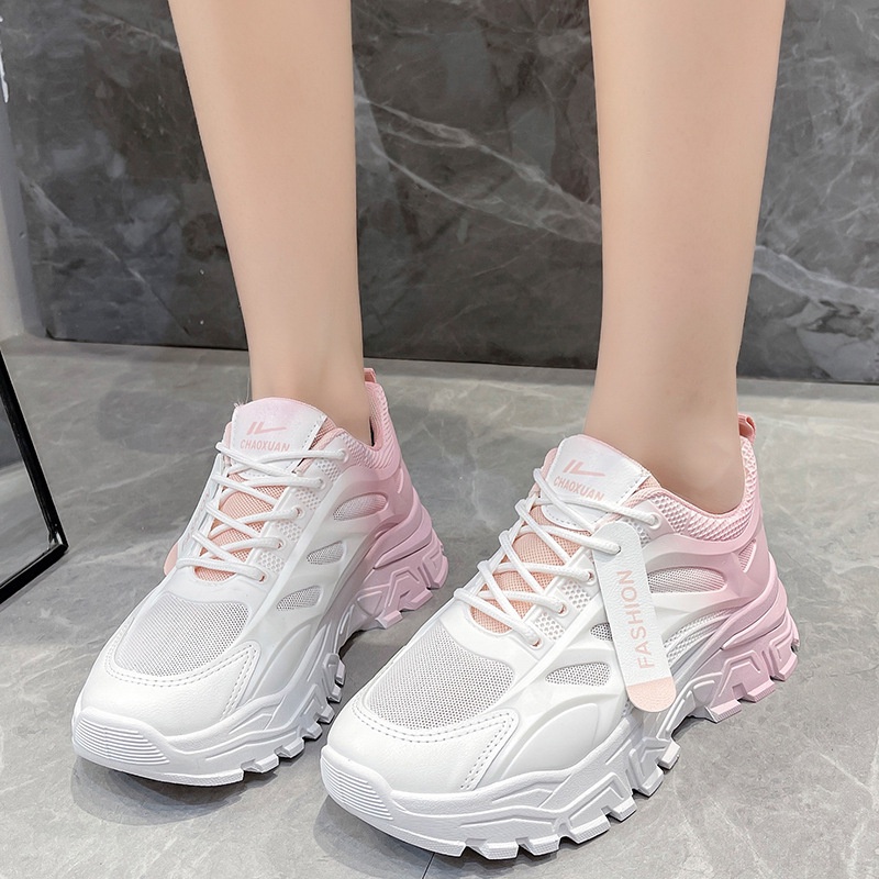 Giày Thể Thao Trắng Phối Lưới Thoáng Khí Thời Trang Cho Nữ