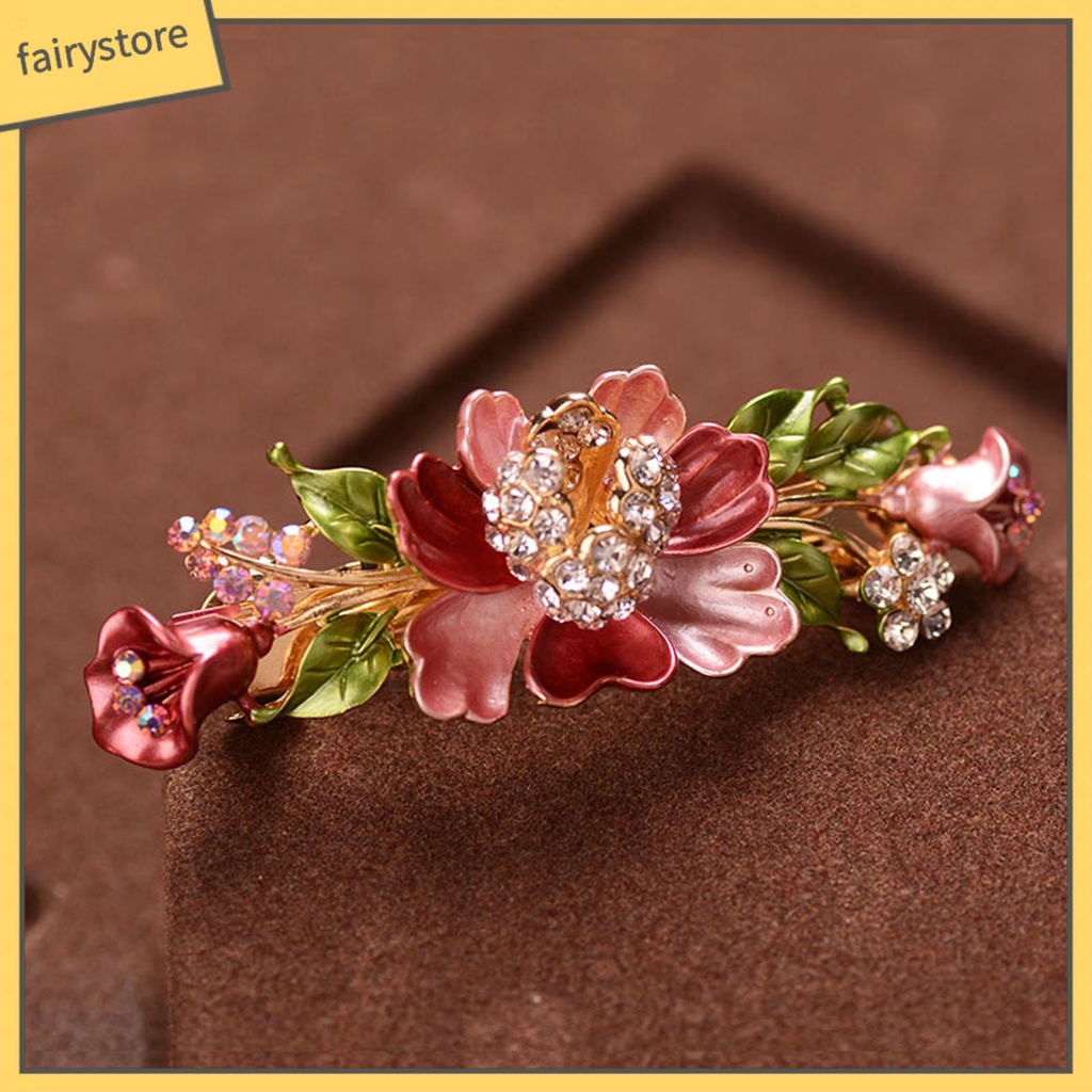 Kẹp Tóc Đính Đá Hình Hoa Lấp Lánh Chống Trượt Thời Trang Cho Nữ