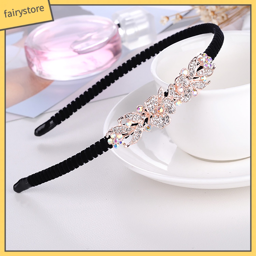 Băng Đô Cài Tóc Đính Đá Chống Trượt Phong Cách Thanh Lịch Dành Cho Nữ