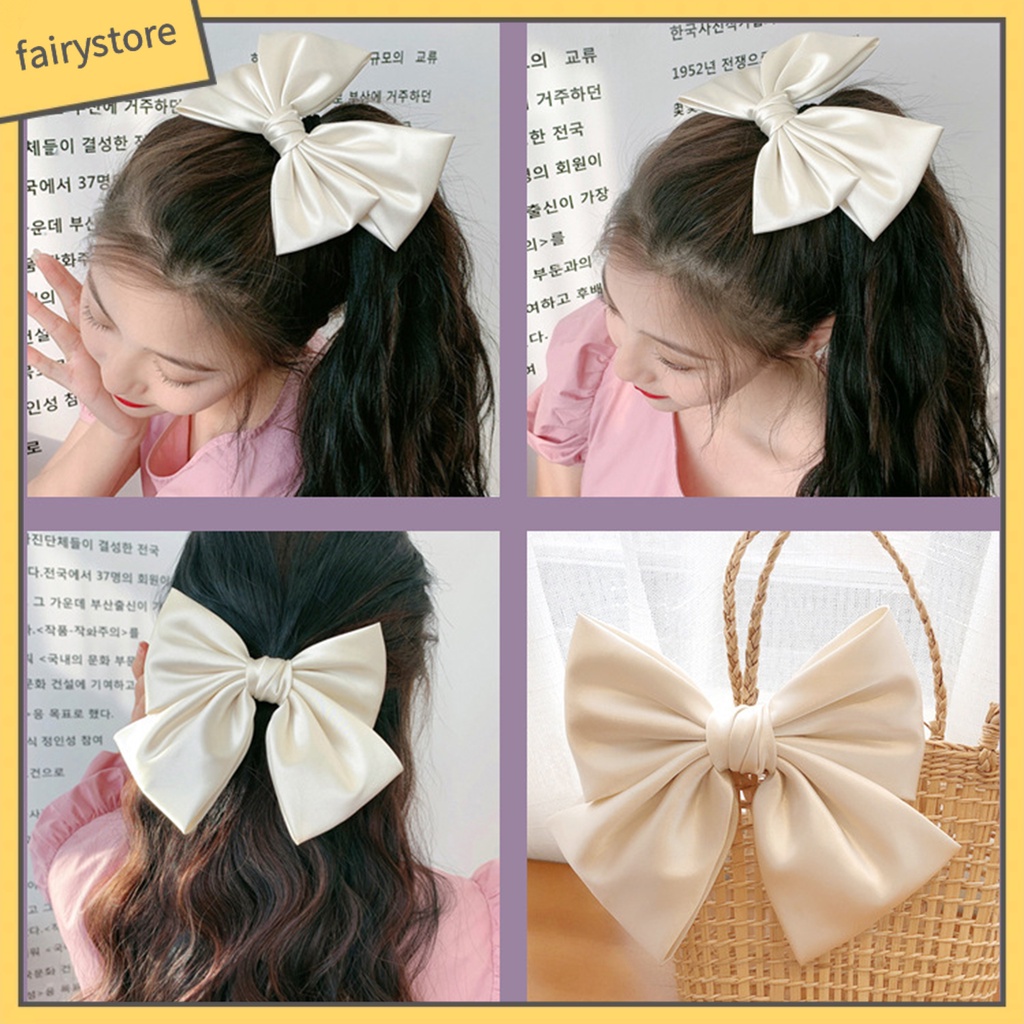Kẹp Tóc Nơ Màu Trơn Thời Trang Dành Cho Nữ