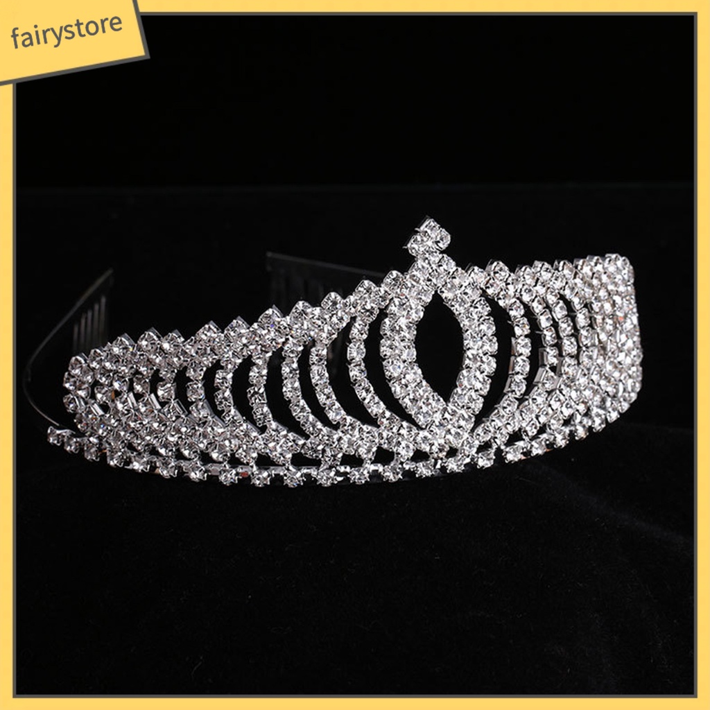 Cài Tóc Hình Vương Miện Đính Đá Lấp Lánh Phong Cách Hàn Quốc Cho Bé Gái