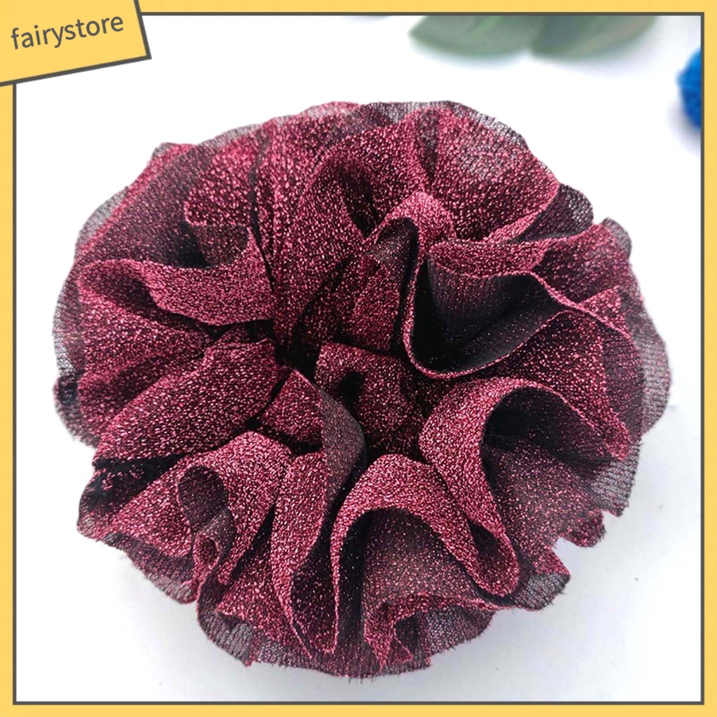 Dây Buộc Tóc Co Giãn Cao Hình Bông Hoa Lấp Lánh