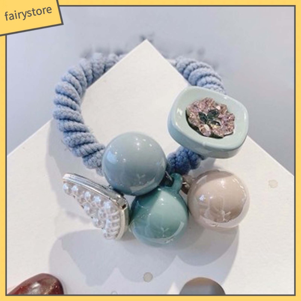 Set 4 Dây Cột Tóc Co Giãn Đính Đá Trang Trí Xinh Xắn