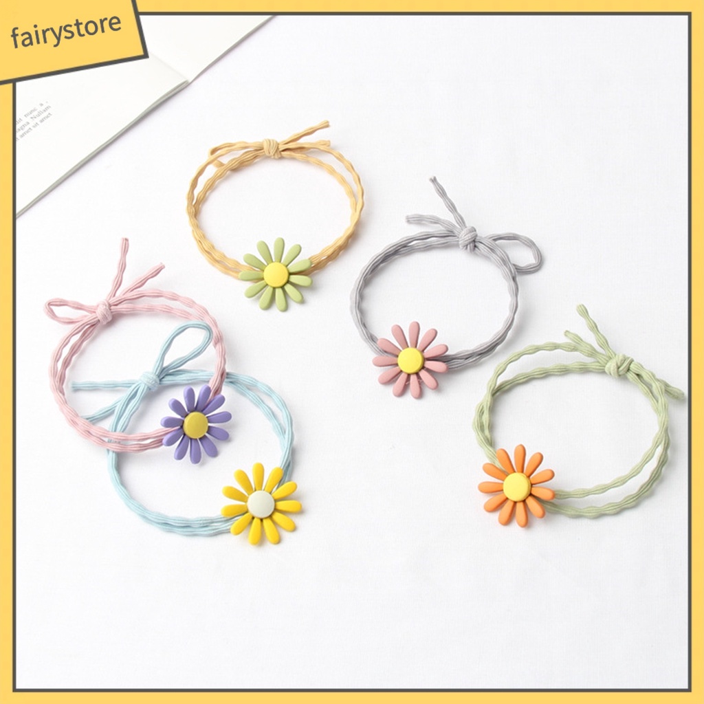 Dây Cột Tóc Co Giãn Đính Hoa Thiết Kế Đơn Giản Xinh Xắn Cho Nữ
