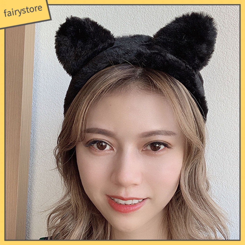 Băng Đô Tai Lông Nhung Mềm Mại Dễ Thương Dùng Rửa Mặt Cho Nữ