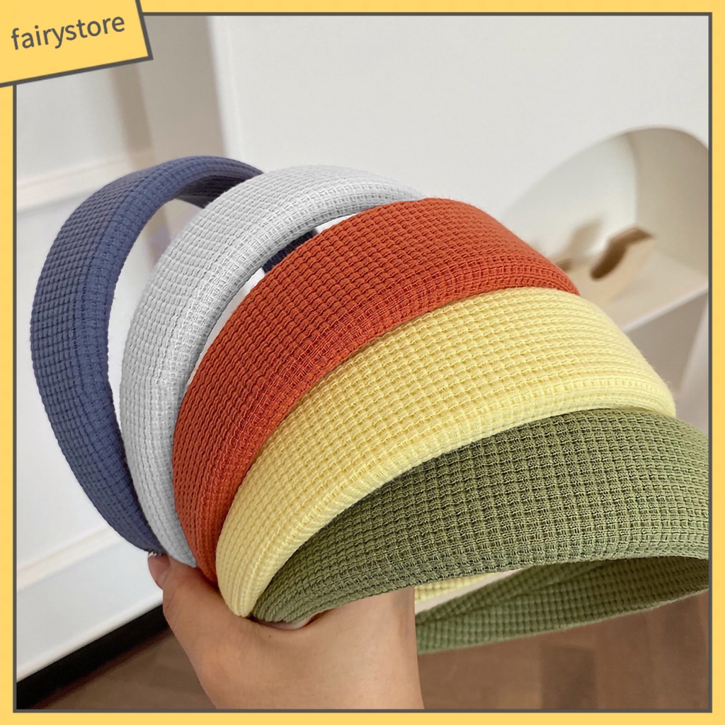 Băng Đô Dệt Kim Bản Rộng Họa Tiết Kẻ Sọc Màu Sắc Trơn Dành Cho Nữ Rửa Mặt