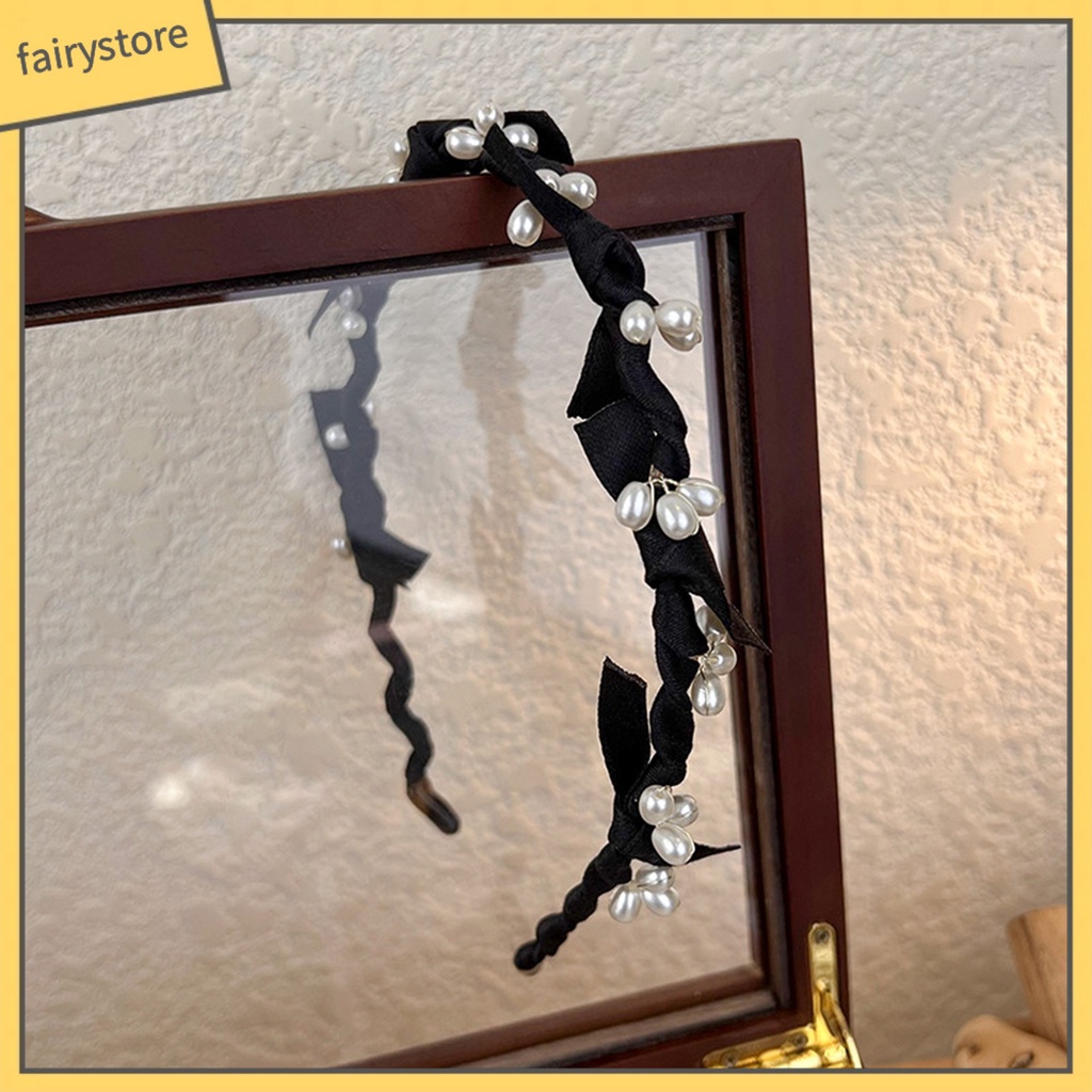 Băng Đô Cài Tóc Đính Ngọc Trai Nhân Tạo Chống Trượt Cho Nữ