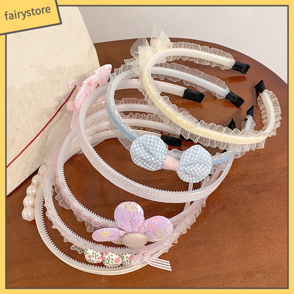 Băng Đô Nơ Đính Ngọc Trai Giả Lấp Lánh Co Giãn Dành Cho Bé Gái