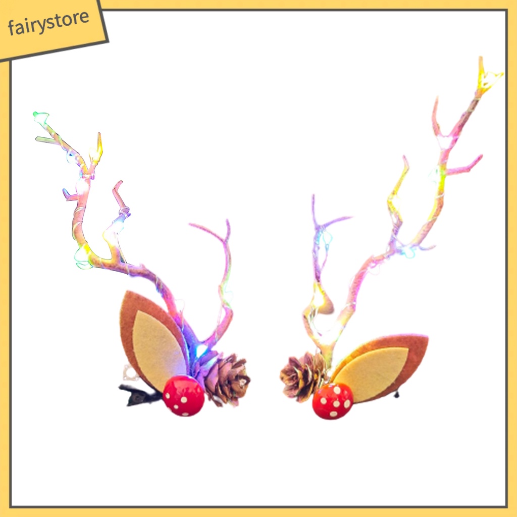 1 Cặp Kẹp Tóc Hình Nhánh Cây Thông Giáng Sinh Phát Sáng Độc Đáo