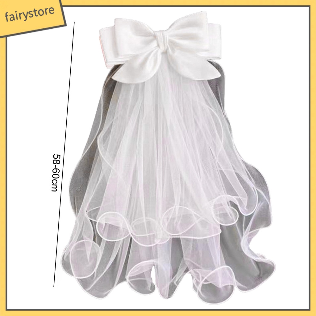 [FRO] Mạng Che Mặt Màu Trắng Dáng Dài Hai Lớp Tạo Kiểu Tóc Đẹp Thu Hút Thanh Lịch Cho Cô Dâu