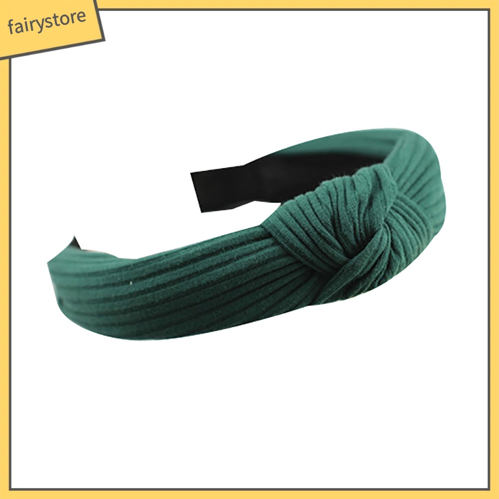 Băng Đô Cài Tóc Bản Rộng Thắt Nút Họa Tiết Kẻ Sọc Màu Trơn Thời Trang Cho Nữ