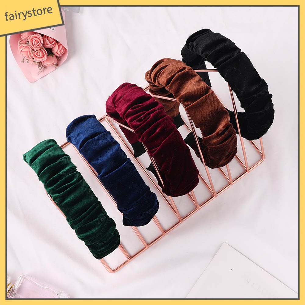 Cài Tóc Nhung Màu Trơn Phong Cách Vintage Dành Cho Nữ