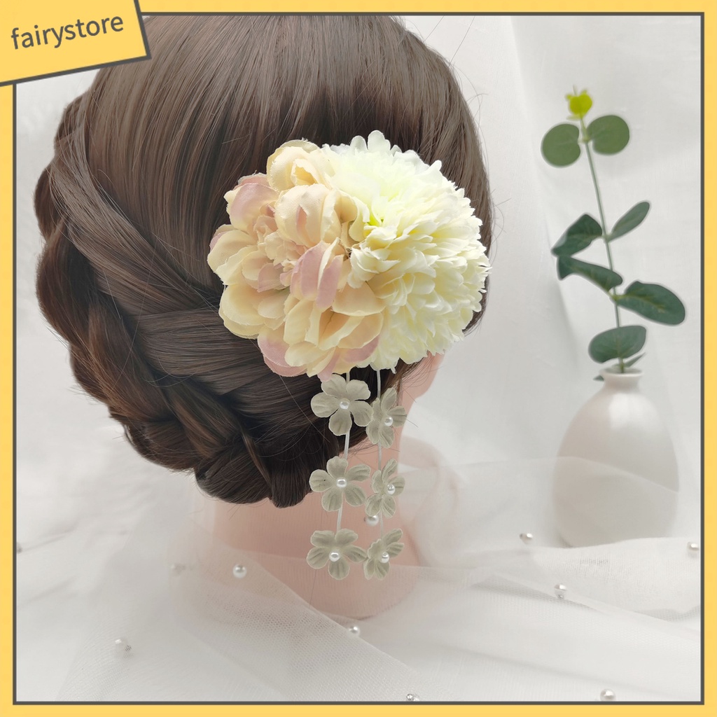 Set 3 Kẹp Tóc Chữ U Đính Hoa Giả Chống Rơi Thời Trang Cho Nữ