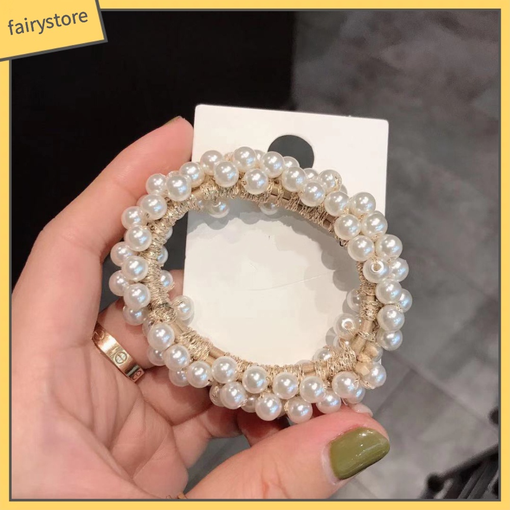 Dây Cột Tóc Co Giãn Đính Ngọc Trai Giả Thời Trang Cho Nữ