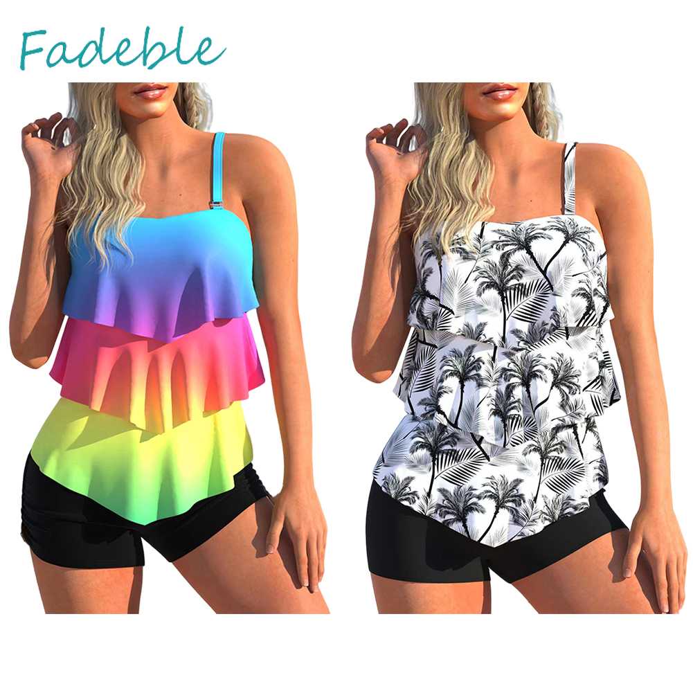 Bộ Đồ Bơi Hai Mảnh In Họa Tiết Kỹ Thuật Số Màu Gradient Thời Trang Cho Nữ