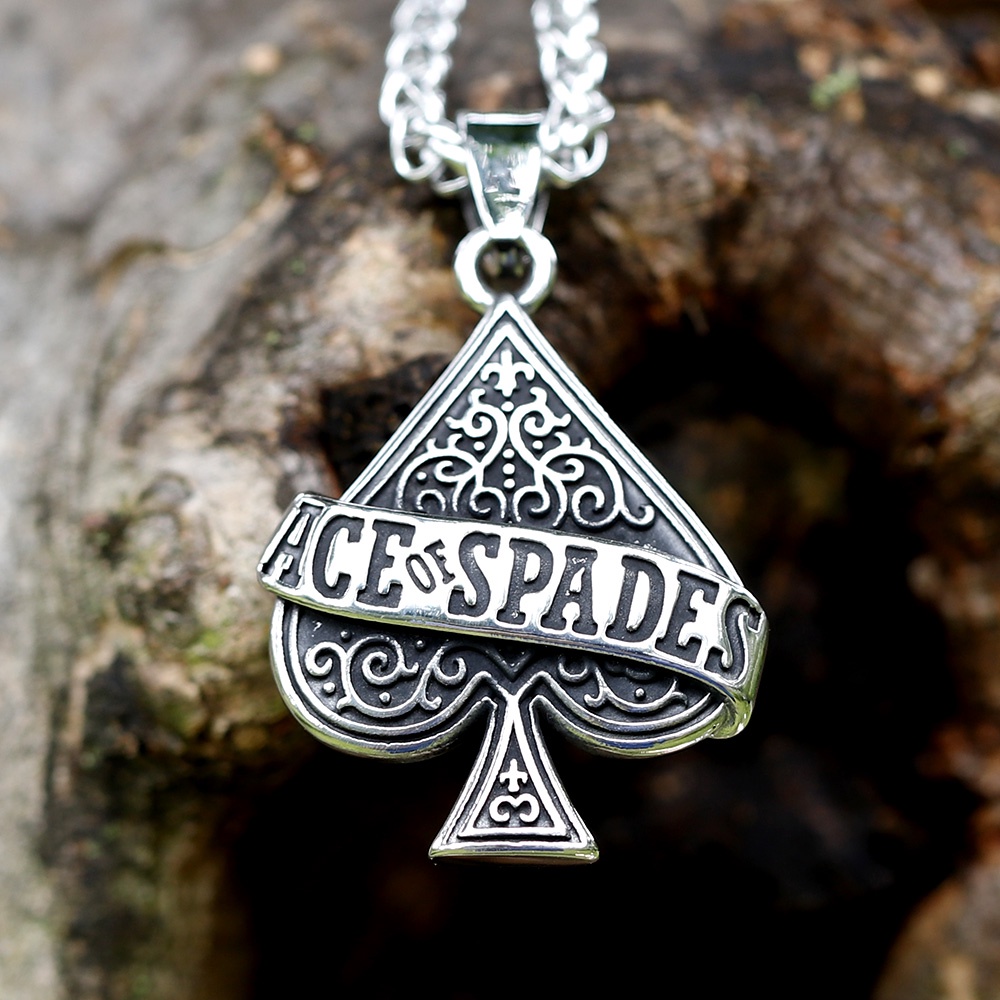 Vòng cổ Mặt Trái Tim Lá Bài Poker Ace of Spades Thiết Kế Mới Làm Quà Tặng Cho Nam