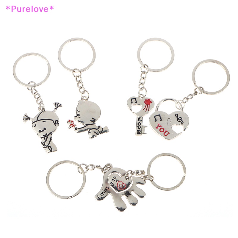 1 Cặp Móc Khóa Hợp Kim Kẽm Mạ Bạc Hình Trái Tim Sáng Tạo Cho Cặp Đôi Mới