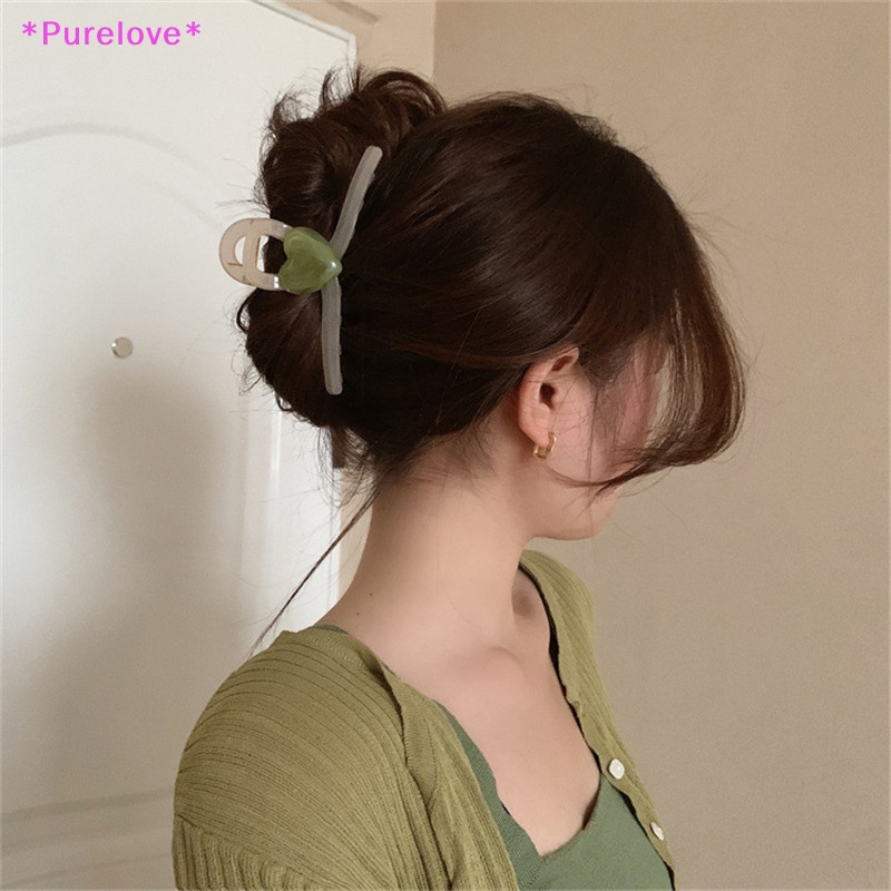 Kẹp Tóc Hình Trái Tim Màu Thạch Phong Cách Vintage Hàn Quốc Dễ Thương Cho Nữ Mới