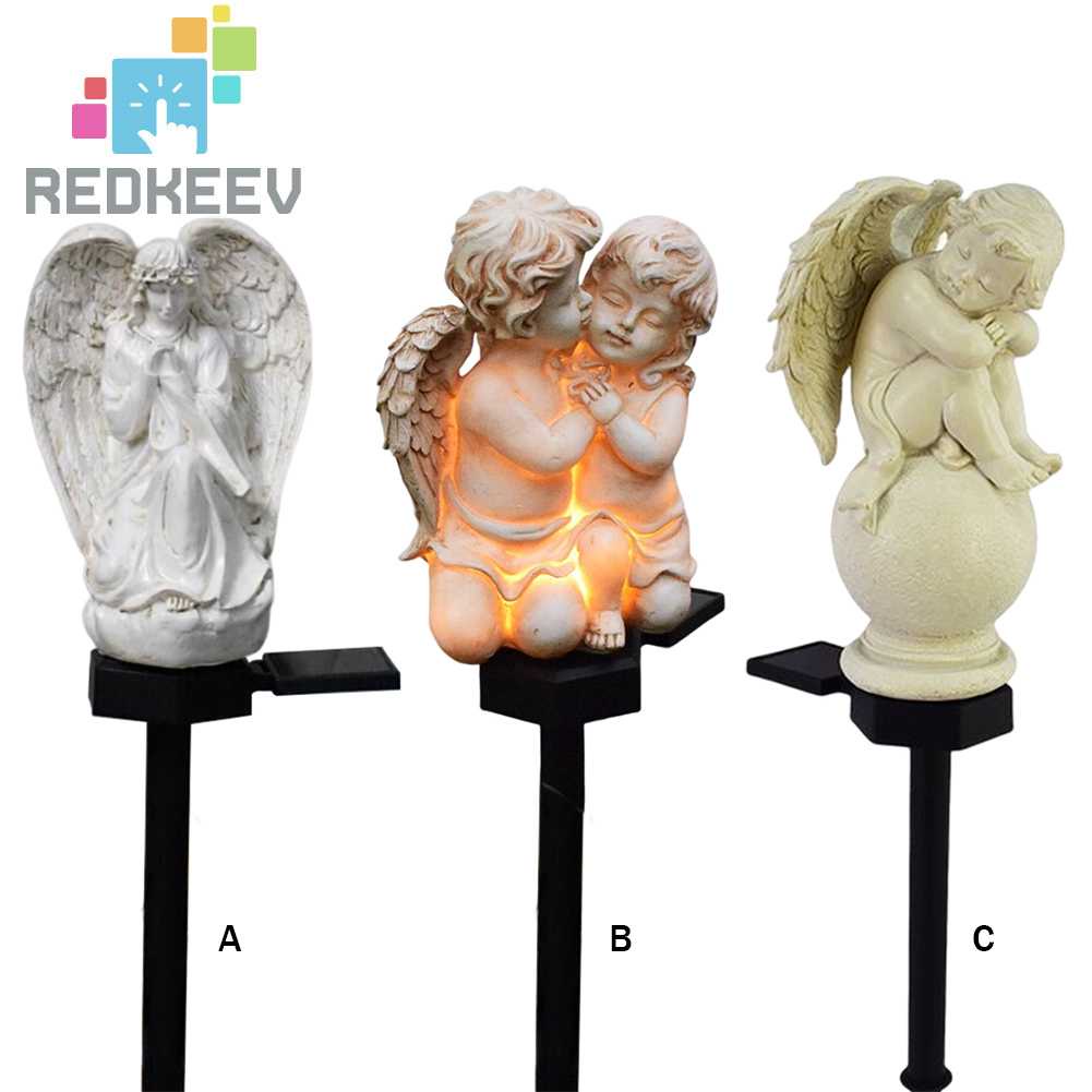 Đèn IP55 Hình Thiên Thần Bằng Nhựa Resin Trang Trí Sân Vườn