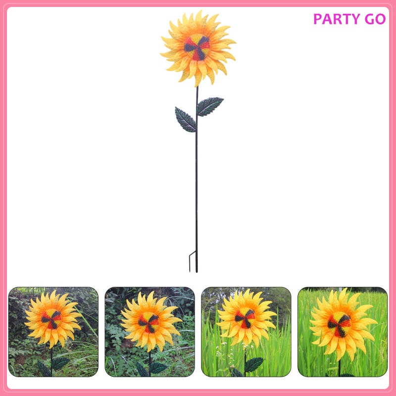 Con Quay Cối Xay Gió Bằng Kim Loại Hình Hoa Hướng Dương Trang Trí Sân Vườn Kích Thước 109x31x3cm uiran.vn