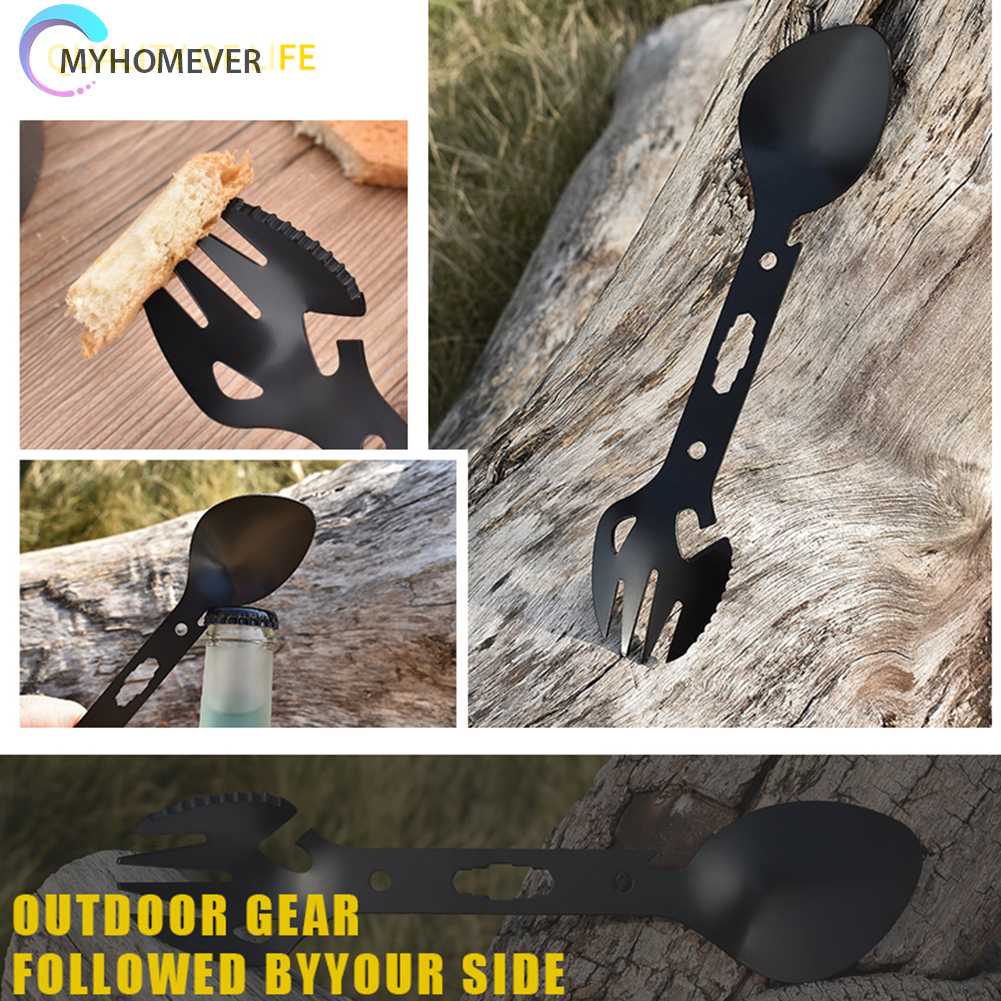 Muỗng Nĩa Đa Chức Năng EDC Bằng Thép Không Gỉ Dùng Khi Đi Dã Ngoại