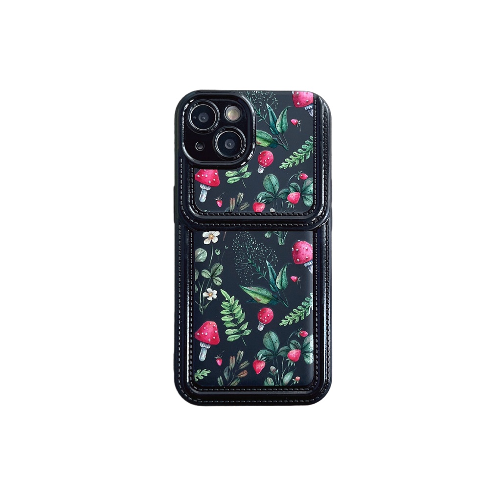 Ốp Điện Thoại TPU Silicon Chống Sốc Có Ngăn Đựng Thẻ Hình Cây Nấm Cho iPhone 14 13 12 11 PRO MAX