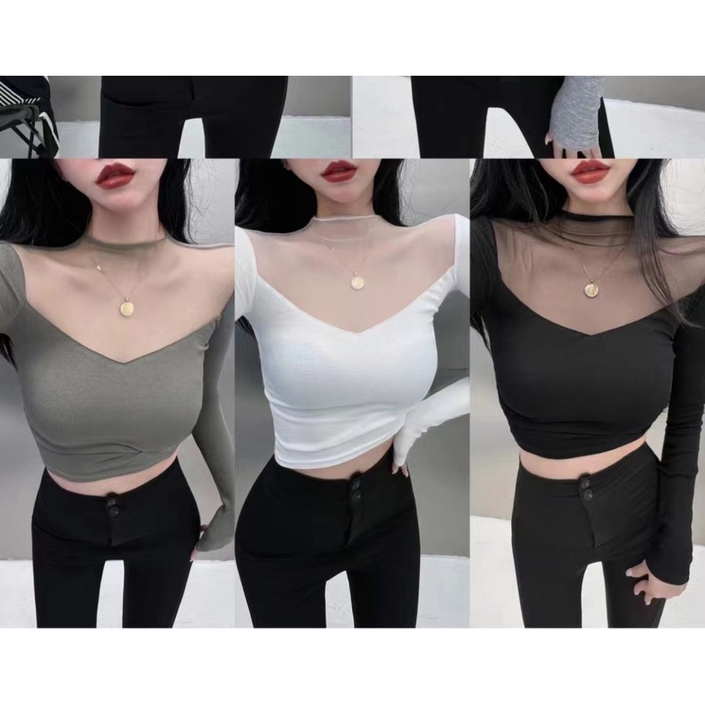 Áo Thun Dài Tay Cổ Tròn Dáng Ôm Thời Trang Mùa Xuân Thu Dành Cho Nữ