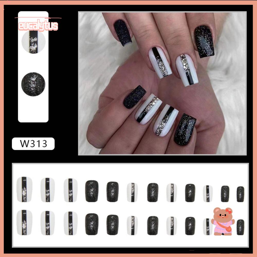 Set 24 Móng Tay Giả Dạng Nhấn Phong Cách Pháp