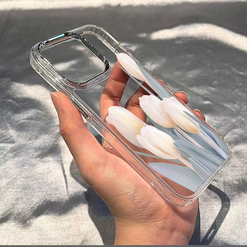 ✅Ốp Điện Thoại Mềm Chống Sốc Hình Hoa Tulip Cho Iphone127 13 plus14pro 11 / 8 D2O9