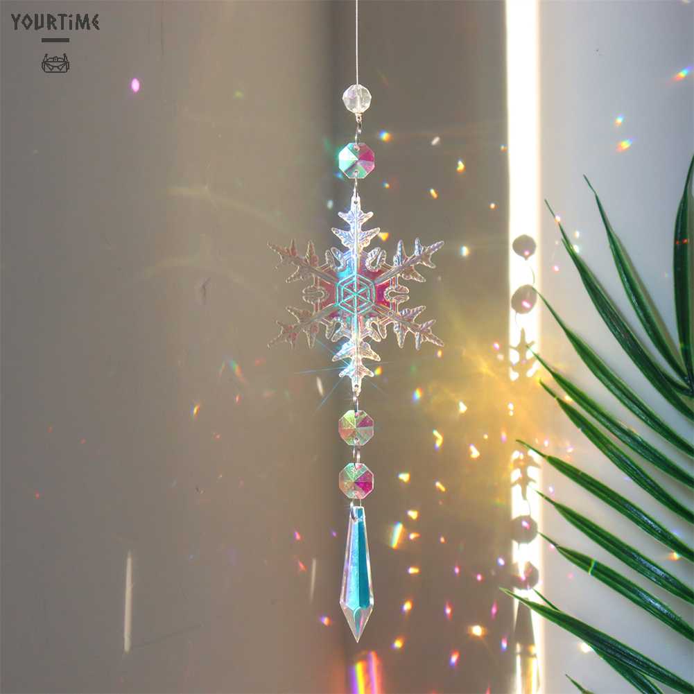 Chuông Gió Hình Bông Tuyết Pha Lê Phản Quang Siêu Bền Treo Trang Trí Phòng Khách