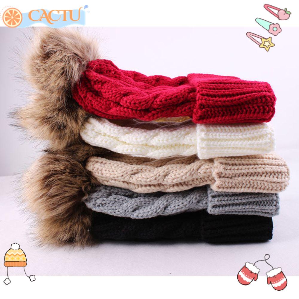 Mũ beanie Dệt Kim Phối Lông Thú Có Thể Điều Chỉnh Thời Trang Dành Cho Nữ