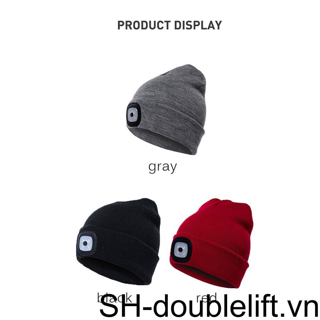 Mũ Dệt Kim Phát Sáng Giữ Ấm Tiện Dụng Khi Đi Câu Cá