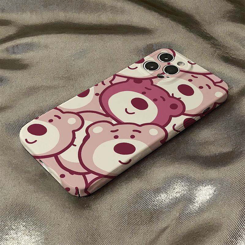 Ốp Điện Thoại Dẻo Họa Tiết Gấu &amp; Dâu Tây Dễ Thương Cho iphone 14 13 12 11 pro max 7 8 plus x xs xr xsmax